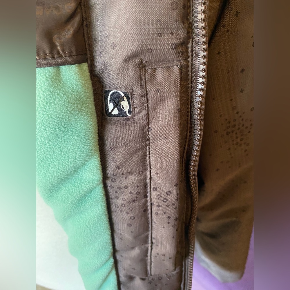 powder room CORE polar fleece snowboarding/ski jacket brown w/faux fur hood Med - Picture 8 of 15